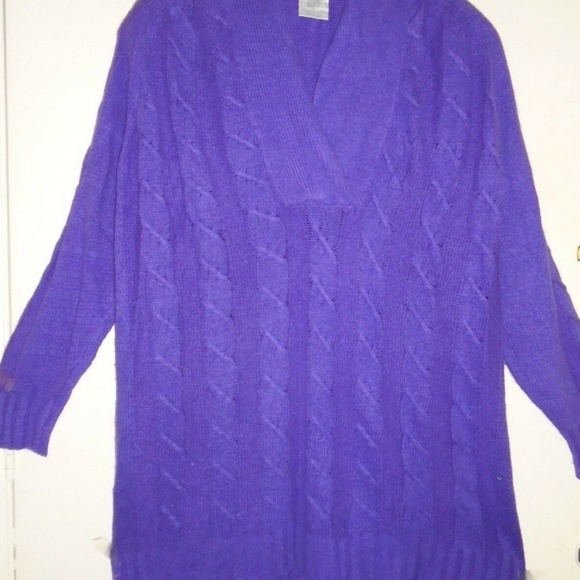 Vintage Silk Angora Pullover Purple Cable Sweater - Picture 4 of 7